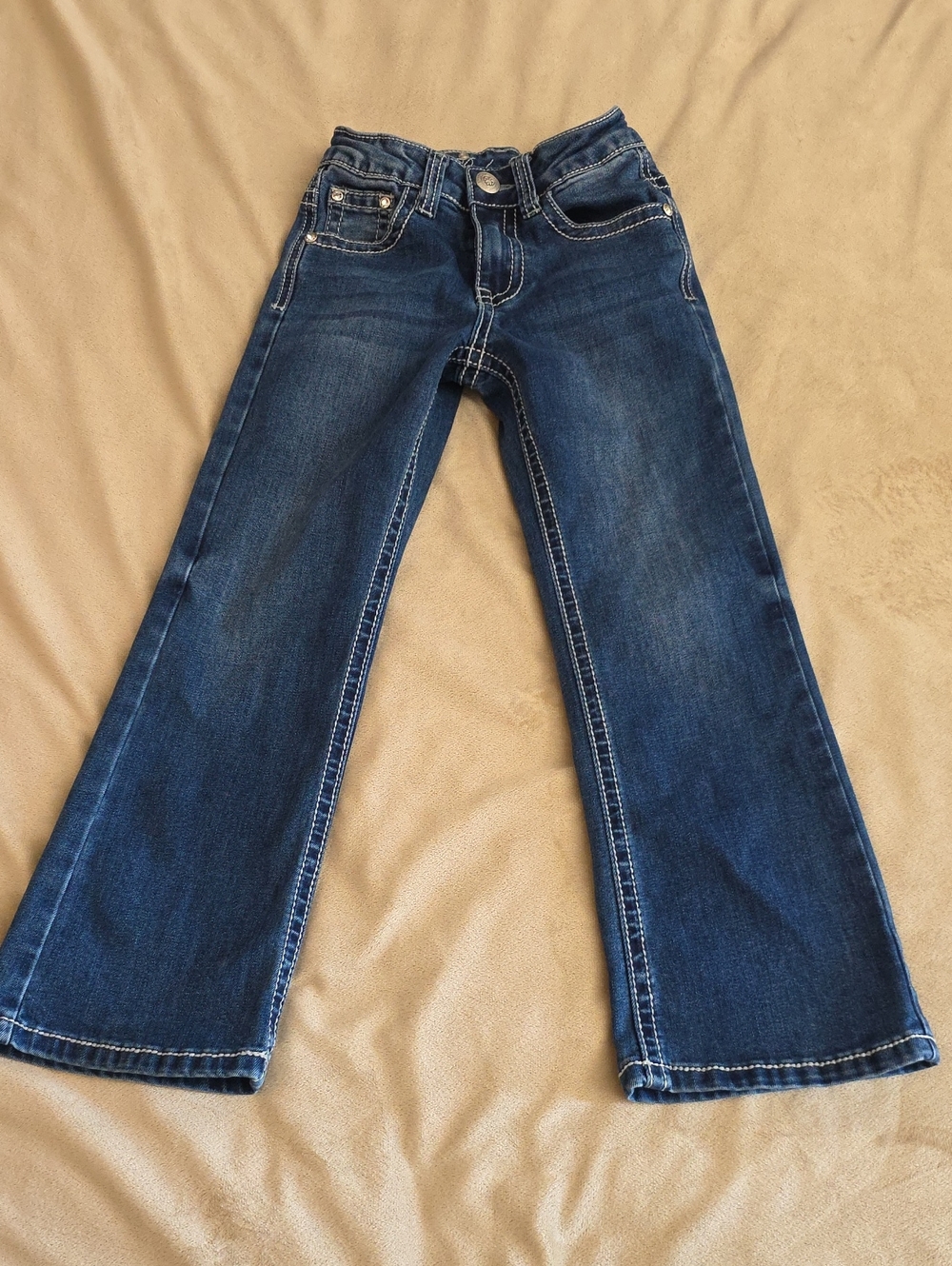 Girls Dark Blue Flared Denim Jeans